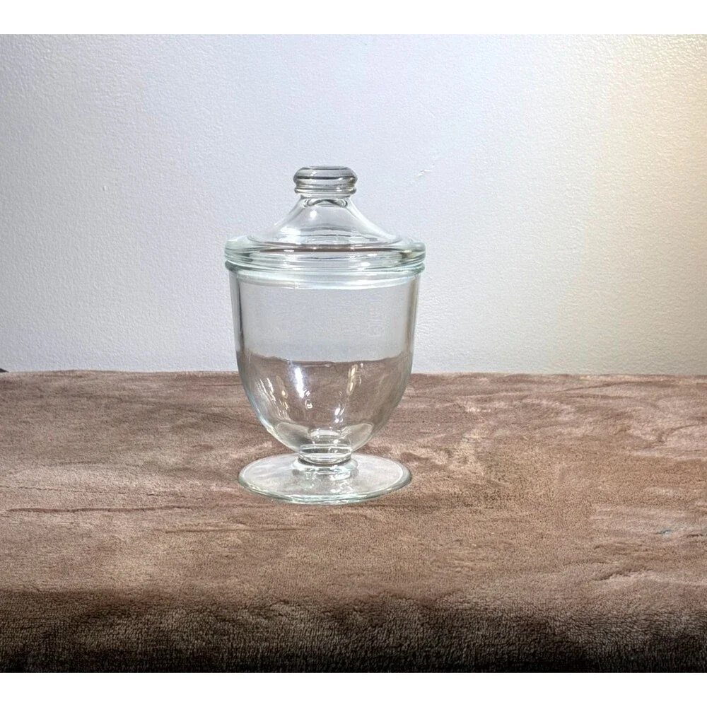 Clear Glass Apothecary Jar w/ Lid Candy Cookie Vanity Storage Canister 7